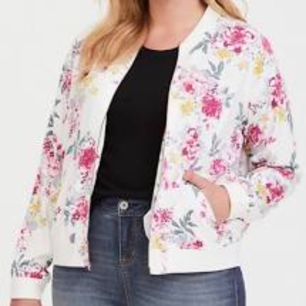 White and pink floral jacket